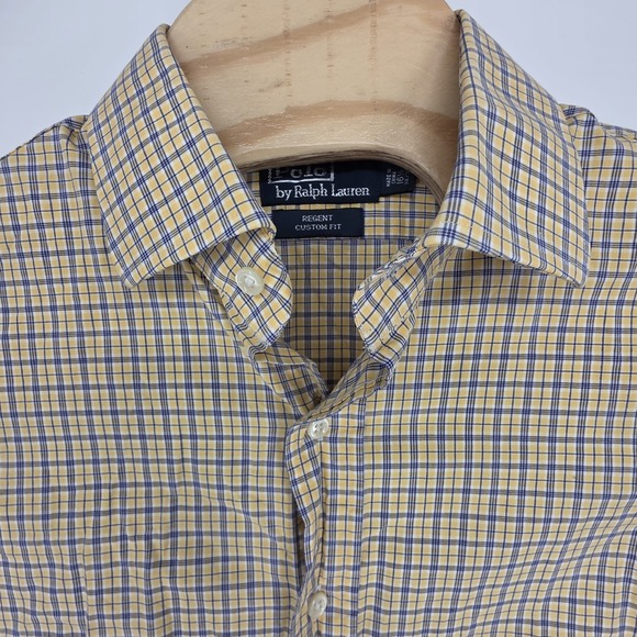 Polo Ralph Lauren Regent Shirt Mens 16.5 34/35 Classic Button Up LS Yello Check - Picture 2 of 5
